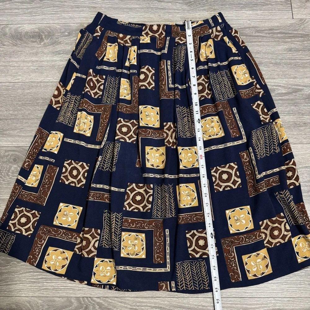 Sag Harbor 1/2 Elastic Waist Boho Midi Skirt Geometric Print Peasant Indie Large